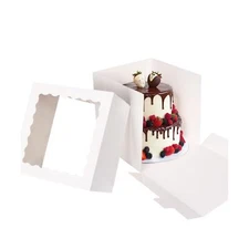 Moretoes 12 Pack Cake Boxes, 12x12x12 Inch Cake Box with Window for Tier Cake...