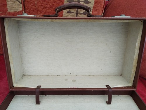 Vintage Large Pendragon Genuine Brown Leather Suitcase 1930s/ 40s - Picture 19 of 24