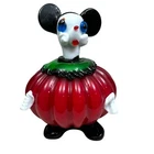 Hand Blown Murano Art Glass Mouse in Clown Costume Red Green 7in H x 5in W Rare