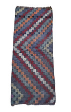 VTG Turkish Rug Handmade Wool Antolian Cicim Tapestry Runner Mat EUC 23" x 58"