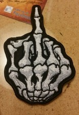 EMBROIDERED SKELETON MIDDLE FINGER PATCH Please Read Ad