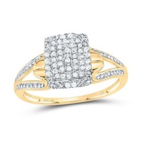 10K Gelbgold Rund Diamant Damen Cluster Rechteckig Herz Spaltring 1/6 Karat