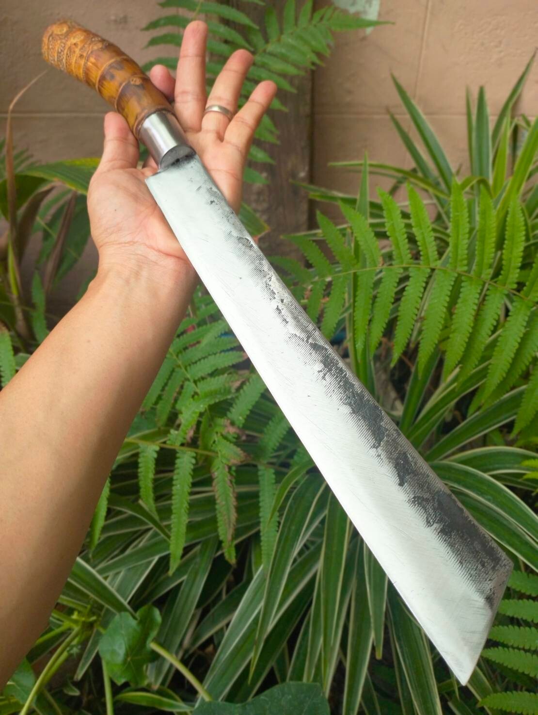 Handmade Cutting Parang Thai-Machete knife 12.1” File steel forged,Bamboo handle