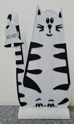 Gilde Dekofigur Katze Kater Glocke ho ho Filz Holz Funny Cat 42 cm lustig Luxus