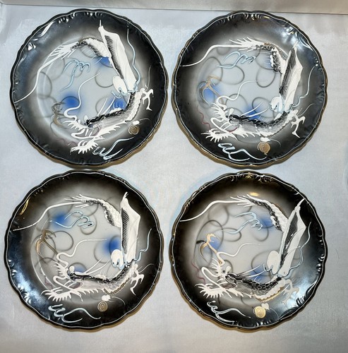 (Set of 4) Vintage Moriage Dragonware Plates 7” Scalloped Edge No Maker - Picture 2 of 5