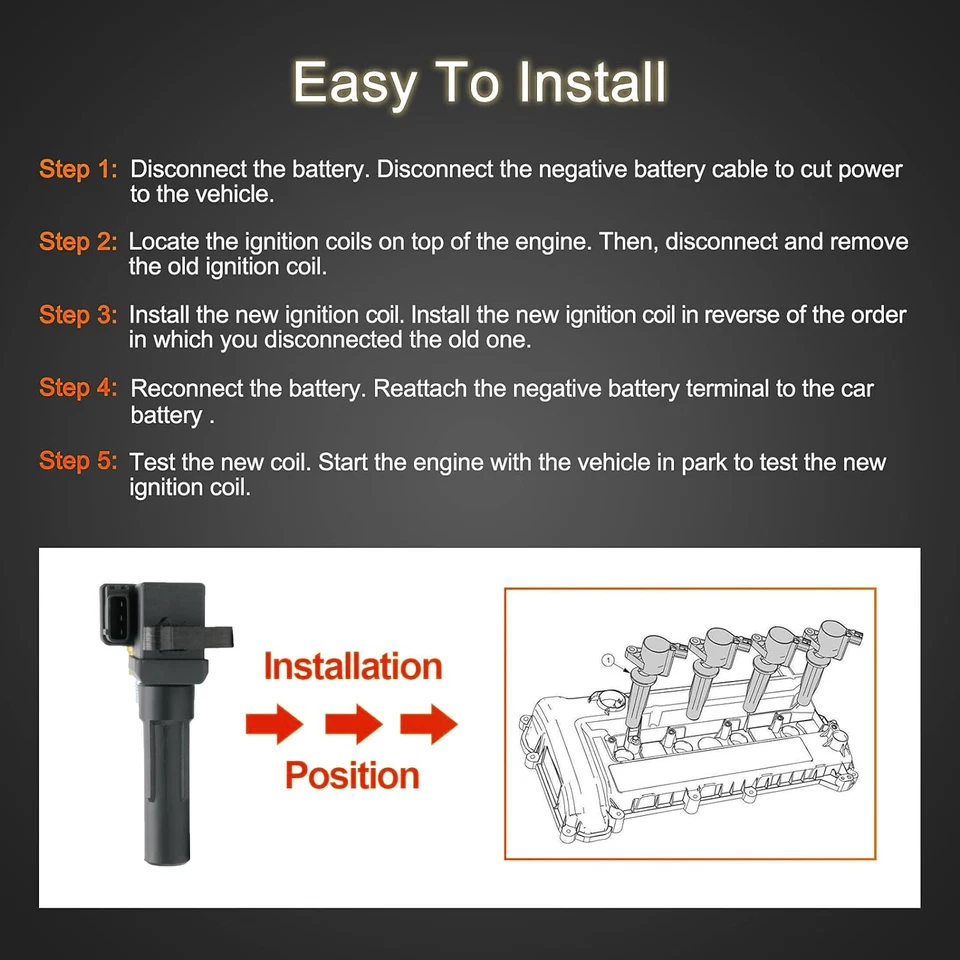 Pack of 4PCS Ignition Coils for 02-03 SUBARU IMPREZA WRX H4 2.0L UF480 EJ205 Foto 3 de 4