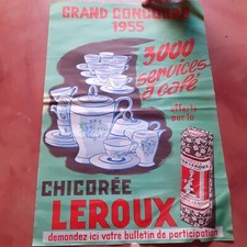 Ancienne Affiche Publicitaire Chicorée  Leroux originale années années 50 60 
