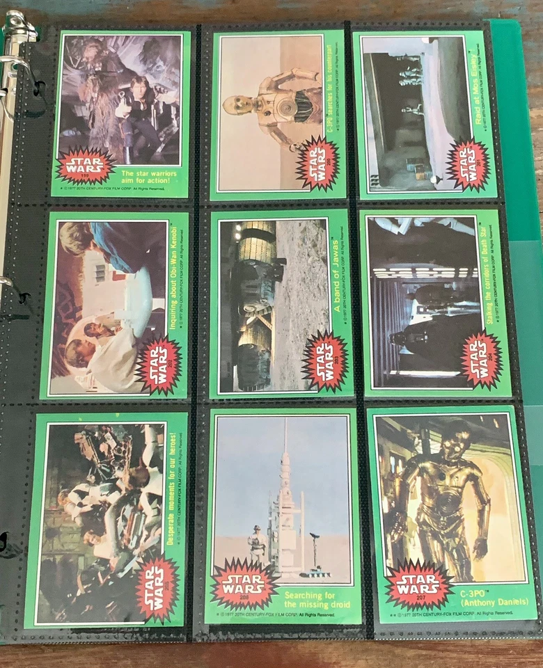 1977 TOPPS STAR WARS SERIES 4 COMPLETE GREEN 66 CARD SET WITH WRAPPER IN BINDER! - Image 4 of 4