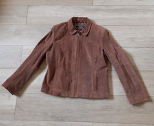 Ws Mid Brown Pig Split Suede Leather Jacket Classic Western Vintage 90's Uk16