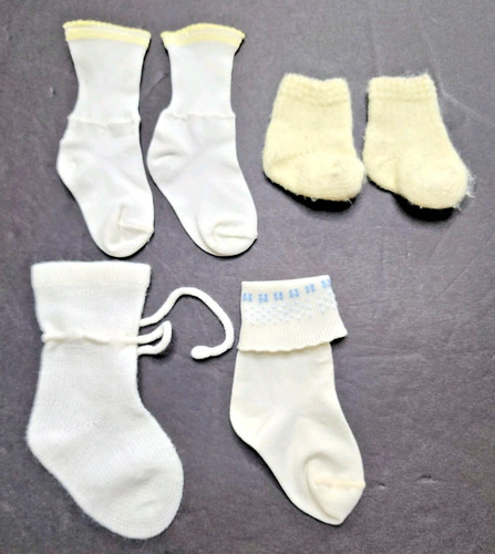 1960s Vintage Baby Socks - 1 White Pair Play Time 1 Pair Yellow 2 Miscellaneous