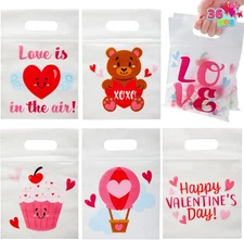 36 Pcs Valentine’s Day Cellophane Gift Bags 6 Designs Candy Treat Favor Set Kids