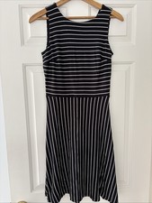 LOFT Dress Tank Top Knee Length Jersey Knit Black White Stripe Size 0 XS NWT