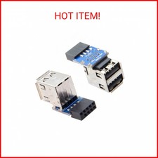 chenyang 2 Pack USB 2.0 Front Panel Header 9/10Pin 1 Male to 2 USB 2.0 Female Ma