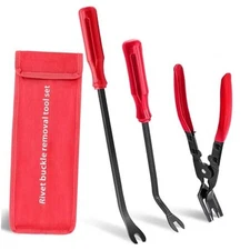 3 PCS Clip Removal Tool,Clip Pliers Fastener Remover,Car Trim Rivet Removal red