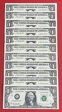 1995 STAR NOTE FULL SET $1 DOLLAR BILL (A,B,C,D,E,F,G,I,J,K,L) 11 DISTRICT UNC