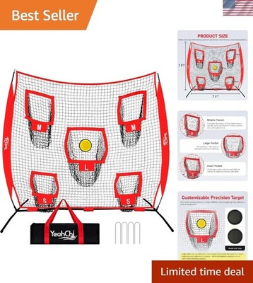 Compact Carrying 7x7ft Football Training Net with 5 Targets for All Skill Levels