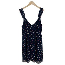 Madewell Ruffle Strap Mini Dress in Navy Confetti Floral Print Size 2