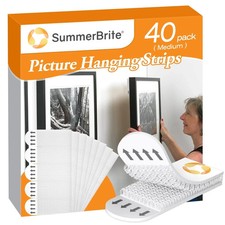 SummerBrite Picture Hanging Strips 40 Strips, Damage Medium 20 Pairs, White 0.42 per strip