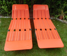 2 x kulowy leżak spaghetti vintage, składany leżak kempingowy, lata 60/70