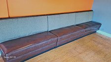 Upholstered Restaurant Booth Bench, Brown Seat Gray Backrest. 3pcs
