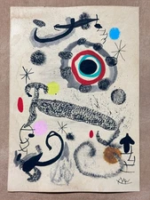 Joan Miro (Handmade) Drawing on antique paper Signed and Sealed size 21x29.5