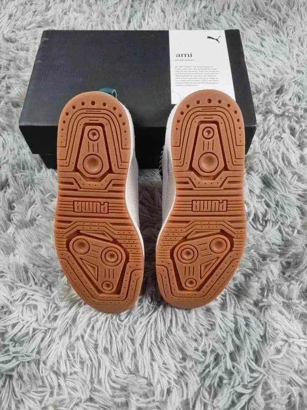 Basket Puma x Ami Slipstream beige et verte en cuir vintage rétro pour homme