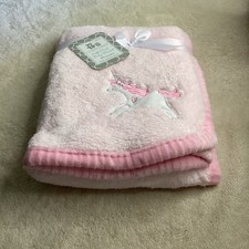 Cribmates Baby Blanket, Pink, Unicorn Design, 30" x 40", Polyester, NWT