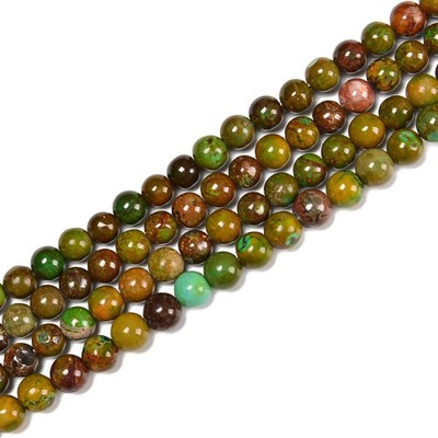 Dark Brown Green Turquoise Smooth Round Beads Size 6-7mm 15.5'' Strand