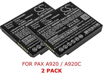 2er Pack Akku für Pax A920, A920C ersetzt IS900 Zahlung Terminal Batterie
