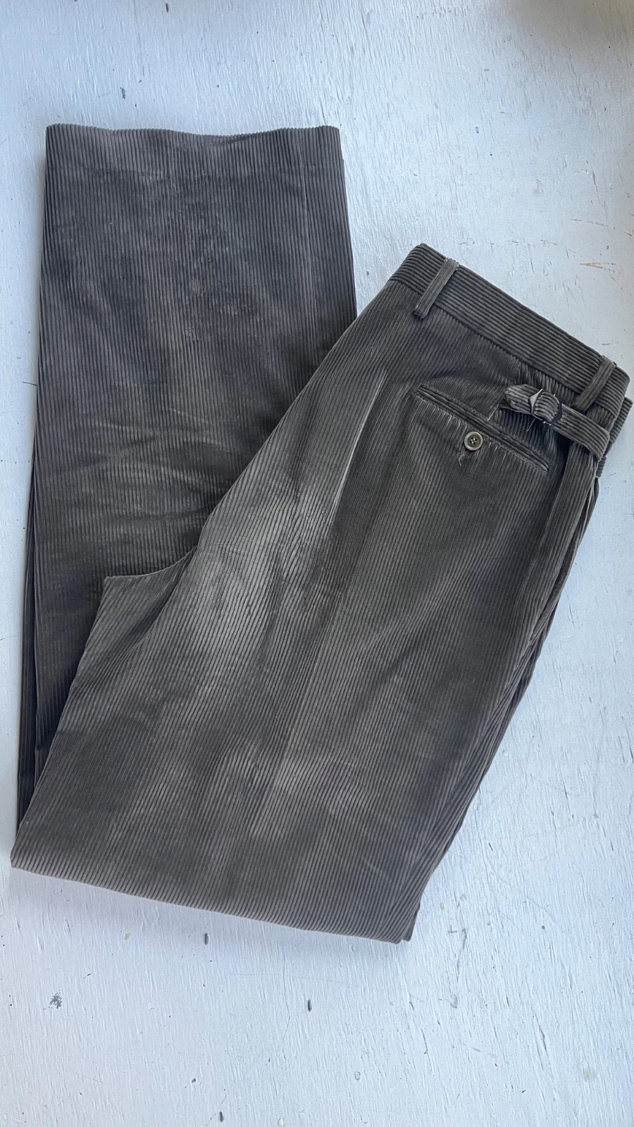 Vtg Reproduction Lightweight Corduroy Pants Grey Cotton Size 50 Made In France