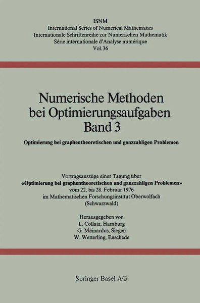 L. Collatz (U. A.) | Numerische Methoden Bei Optimierungsaufgaben Band 3 | Buch-image
