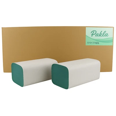 PAKLA Enpack 5000 Blatt Papierhandtücher Grün 25 x 23 1-lagig ZZ-Falz Handtuchpapier