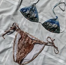 Vintage 90s/Y2k New York Triangle Bikini - Shimmery Y2k String Bikini