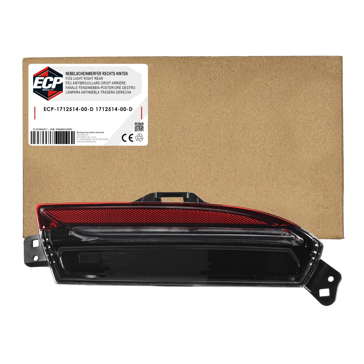 Feu antibrouillard arrière droit 1712514-00-D pour rouler serein en Tesla Model 3