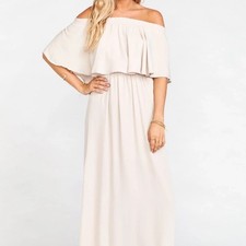 Show Me Your MuMu Hacienda Off The Shoulder Maxi Cream Bridesmaid Dress Size XS