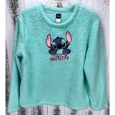 Disney Stitch Fleece Pullover Girls L 12-14 Mist Mint Sherpa Cozy