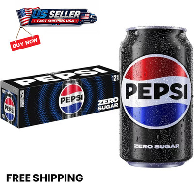 Pepsi Cola Zero Sugar Soda Pop, 12 fl oz, 12 Pack Cans