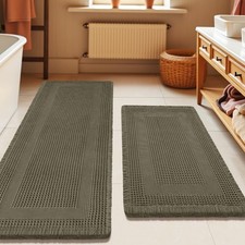 Upgrade Waffle Bath Mat Set 2 Piece , Boho Bathroom Rugs Absorbent Non Slip, Ult