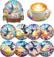 8 Pcs Diamond Art Coasters Kit for Adults - 8 4x4in, Hummingbird