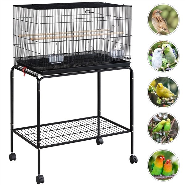 Wide Bird Cage Flight Cage w/ Rolling Stand for Parrot/Budgie/Parakeet/lovebird