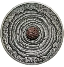 Niue 2014 Volcano Erta Ale 2 Oz $2 High Relief Concave Lava Rock Silver Coin