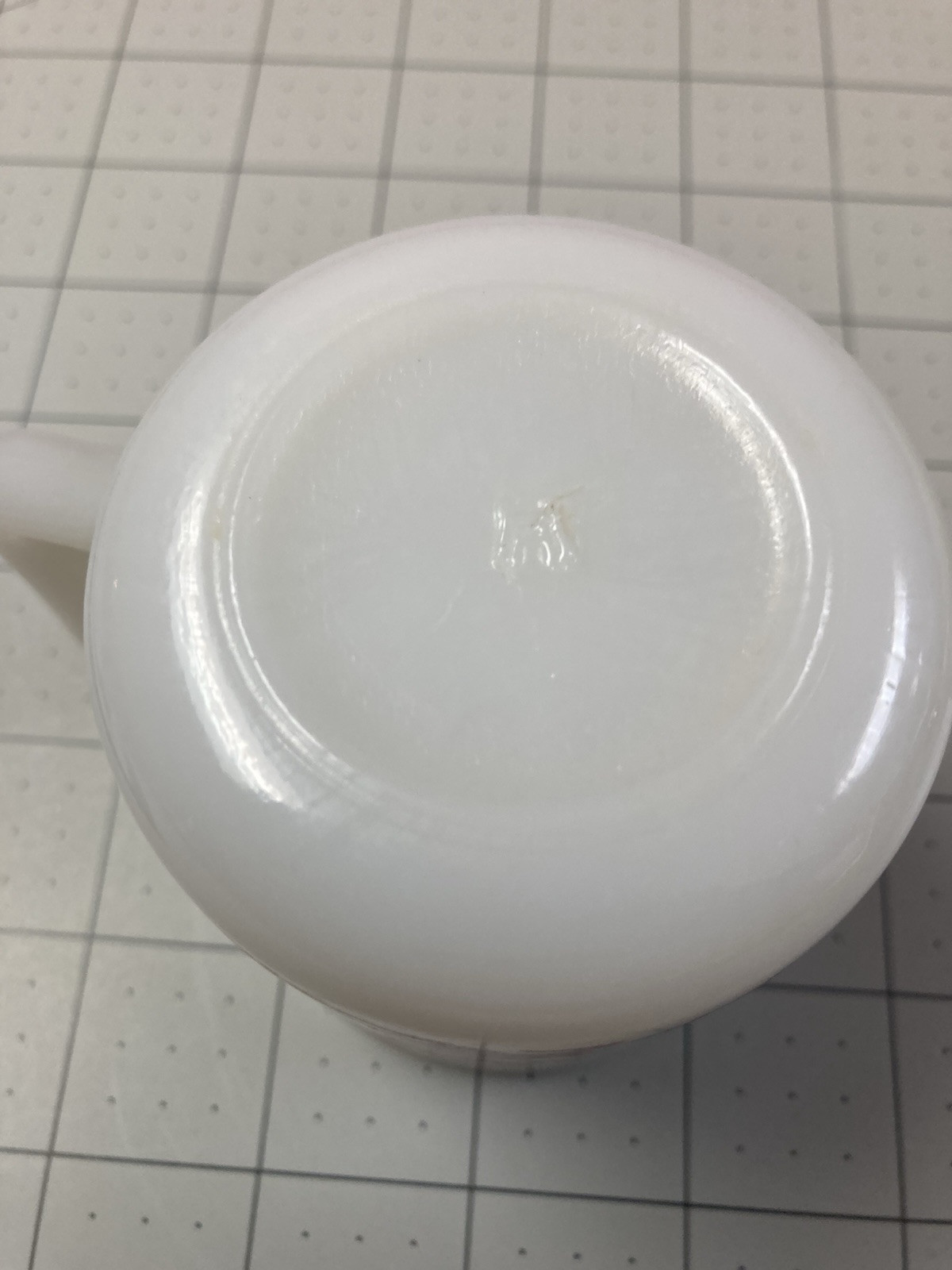 Hazel-Atlas Glass Co. Milk Glass Child’s Cup w/red & white circus design, 1930’s