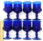 8 Indiana Glass Kings Crown Thumbprint Cobalt Blue Large Goblet 5.5" Vintage — photo 2
