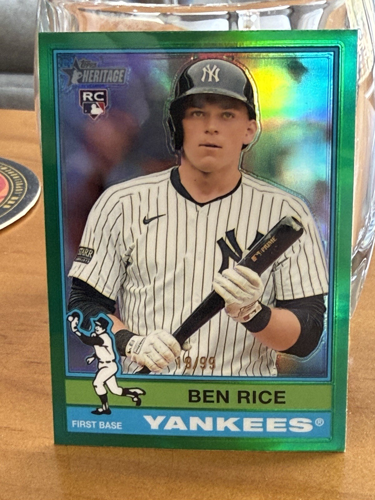 2025 Topps Heritage #406 Ben Rice RC Chrome Green Refractor /99 SSP