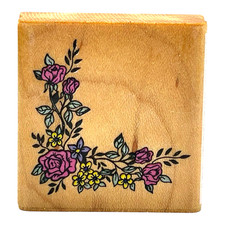 1993 Comotion Flower Border Rubber Stamp 696 Floral L Shaped Corner Border NEW