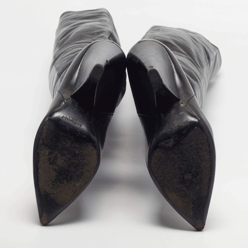 Saint Laurent Niki Size 40.5 Black Leather Over The Knee Boots - 第 6/9 張圖片