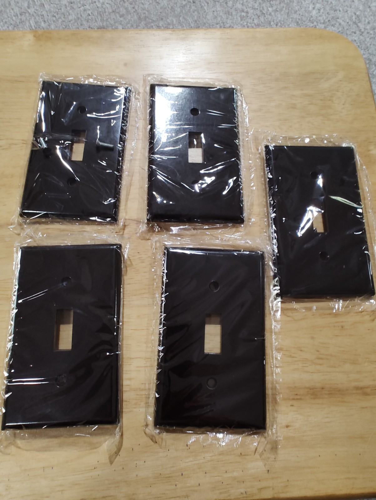 #613 Lot Of 5 Leviton 85001 Brown 1-Gang Toggle Switch Standard Cover Plate