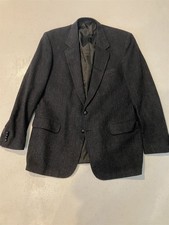 Vtg Mens 48L Gray Lambswool Tweed Mens Blazer Suit Jacket Sport Coat