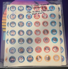 1984 FUN FOODS BUTTONS 1986 ACTION COINS PROOF SHEETS (12) SHEETS TOTAL