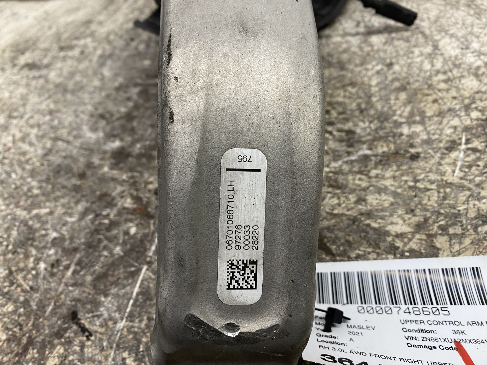 2017-2024 MASERATI LEVANTE 3.0L AWD FRONT RIGHT UPPER CONTROL ARM *36K MILES*